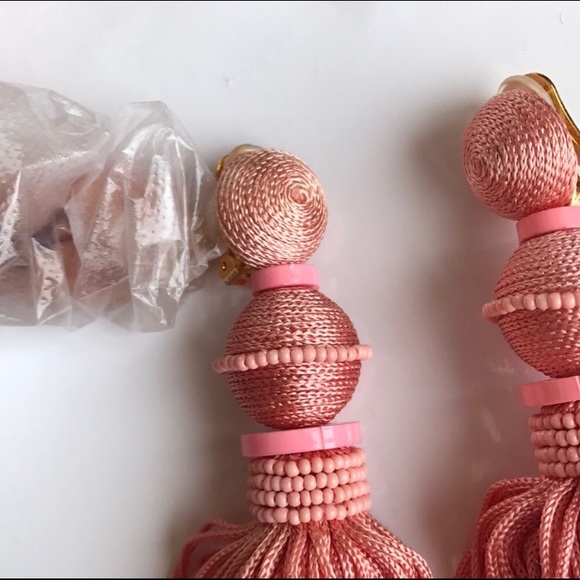 Oscar de la Renta Ball tassel drop clip on earring - Picture 4 of 7